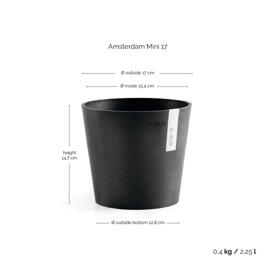 Ecopots Amsterdam Mini Pot Dark Grey - Image 7