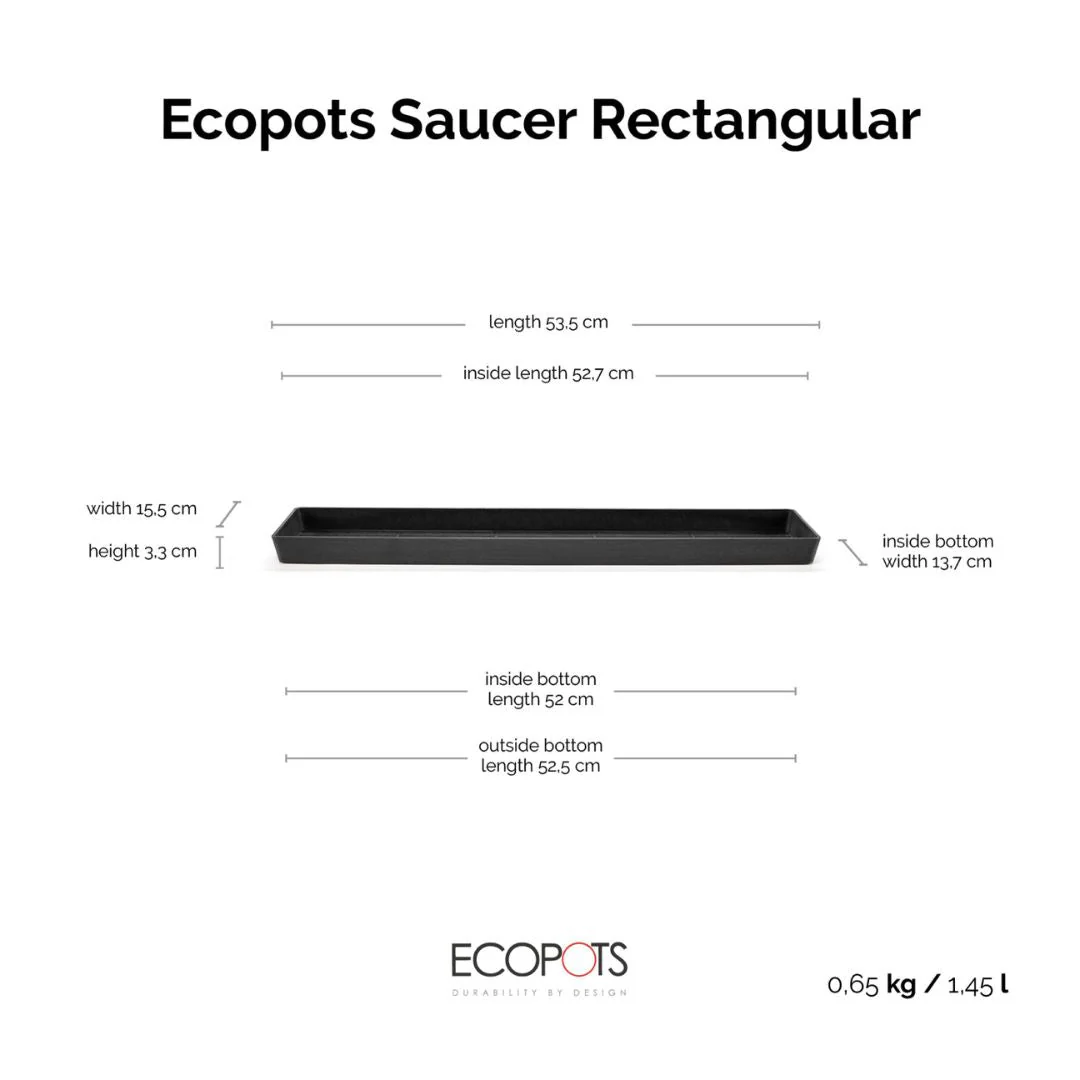 Ecopots Saucer Rectangular Dark Grey - Image 3