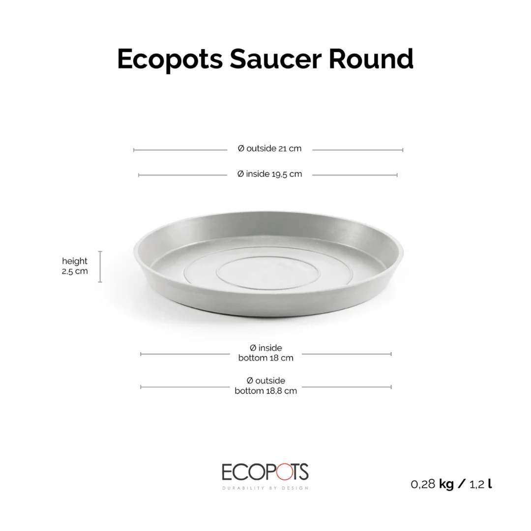 Ecopots Saucer Round White Grey - Image 3