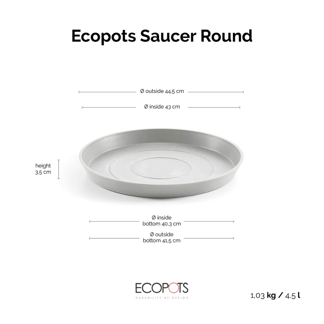 Ecopots Saucer Round White Grey - Image 6