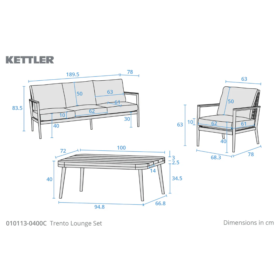 Kettler Trento Garden 5 Seat Lounge Set - Image 4