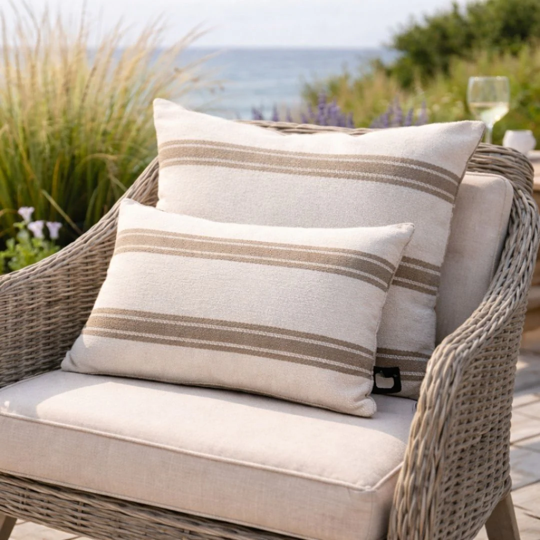 B Outdoor Cushion Aquaclean Haven Small Stripe - Sand - 30 x 40cm - Image 3