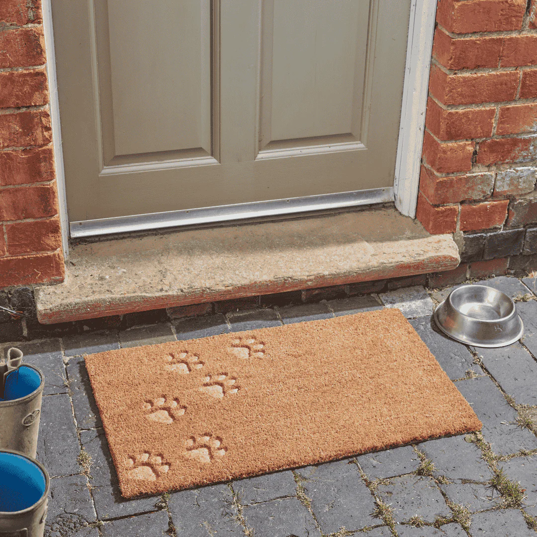 Coir Outdoor Rug Paw Prints 45 x 75cm