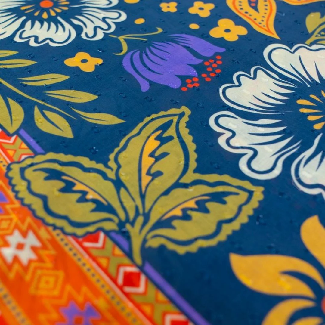 Cotton Scarf - Trailing Floral Blue - Image 2