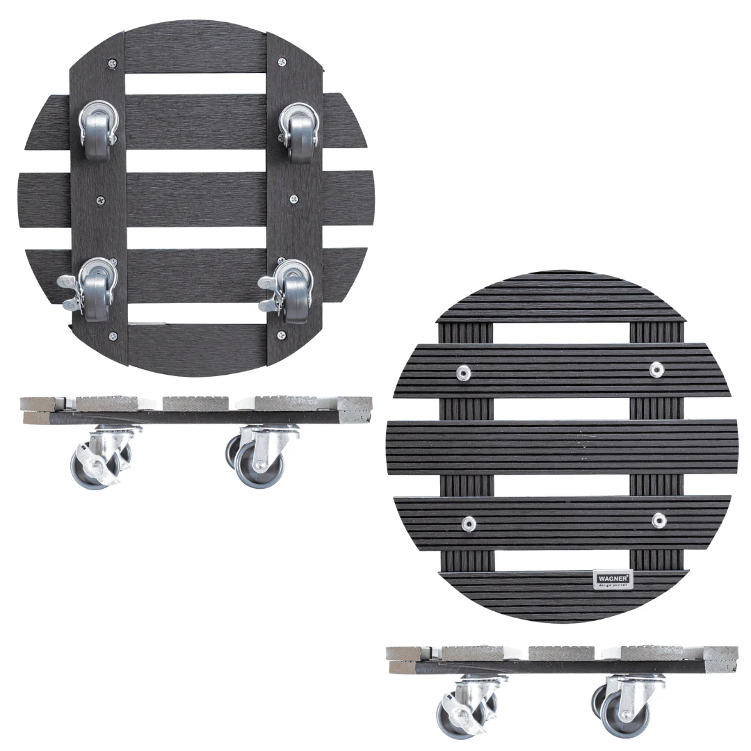 Plant Trolley Indoor/Outdoor Round WPC - Grey - Image 4